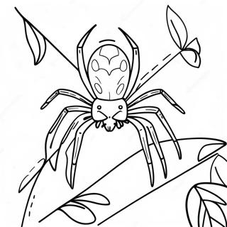 Realistisk Edderkop Pa Et Blad Farvelaegningsside 11611 735