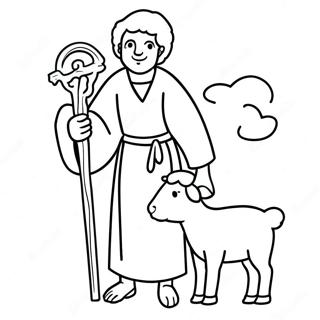 God Hyrde Holder En Stok Farvelaegningsside 116442-51812