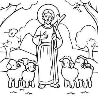 God Hyrde Holder Oje Med Lam Farvelaegningsside 116443-51813