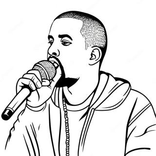 Kanye West Med En Mikrofon Farvelaegningsside 117626-52886