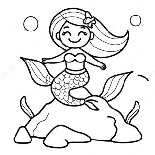 Fantastisk Havfrue Pa En Sten Farvelaegningsside 117806 53026