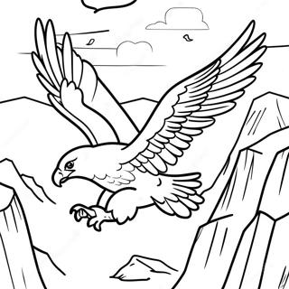 Majestaetisk Orn Der Flyver Over Bjergene Farvelaegningsside 117882 53079