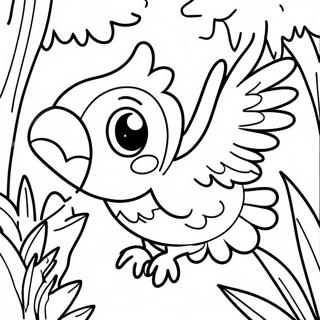 Glad Papegoje Der Glider Gennem Junglen Farvelaegningsside 117883 53082