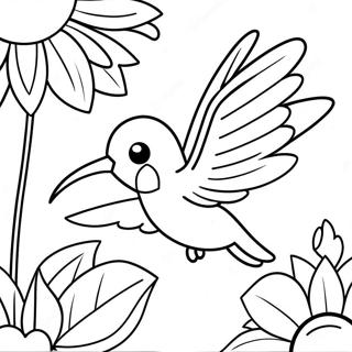 Sod Kolibri Der Svaever Naer Blomster Farvelaegningsside 117884 53088