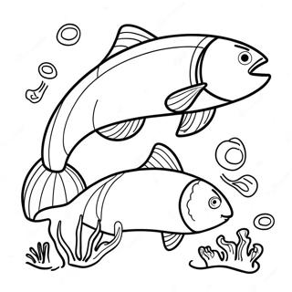 Tegneserie Laks Svommer Farvelaegningsside 118192 53319