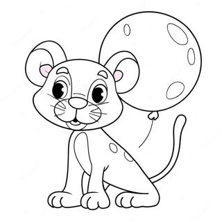 Sjov Lyserod Panter Med Ballon Farvelaegningsside 118272 53386