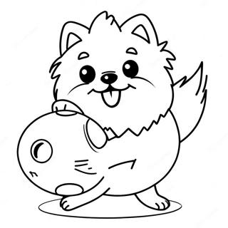 Glad Pomeranian Leger Med En Bold Farvelaegningsside 118576 53734