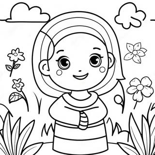 Sod Pige I En Blomsterhave Farvelaegningsside 119604-54531