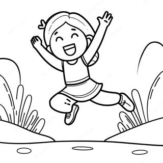 Legesyg Pige Der Hopper Farvelaegningssiden 119606-54538