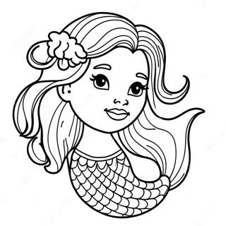 Majestaetisk Sort Havfrue Med Langt Har Farvelaegningsside 120606-55320