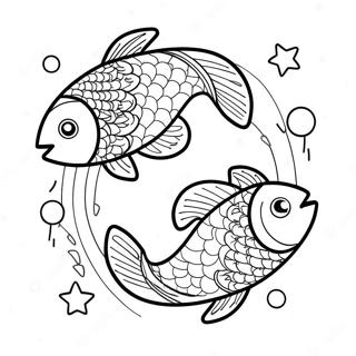 Fiskesymbol Med Stjerner Farvelaegningsside 121221 55991