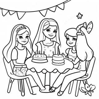 Barbie Og Venner Fodselsdagsfest Farvelaegningsside 122195 56780