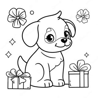 Bedarende Julehund Med Gaver Farvelaegningsside 122840-57281