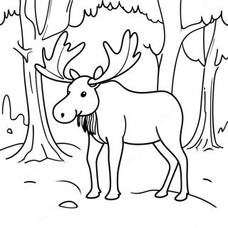 Majestaetisk Elg I Vinter Skov Farvelaegningsside 123431 57744