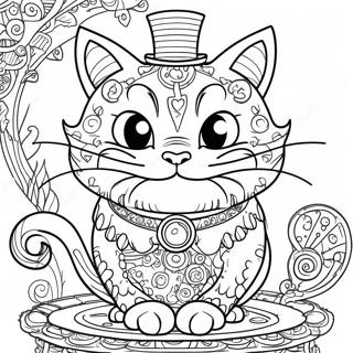 Intrikat Steampunk Cheshire Kat Farvelaegningsside 123742-57981