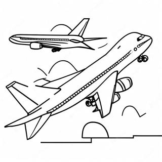 Farverigt 747 Fly I Flugt Farvelaegningsside 124174-58405