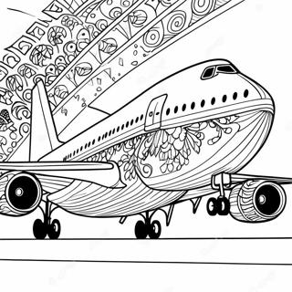 Detaljeret 747 Fly Sidevisning Farvelaegningsside 124175-58410