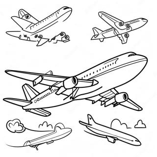 Tegneserie 747 Flyvemaskine Farvelaegningsside 124177 58419