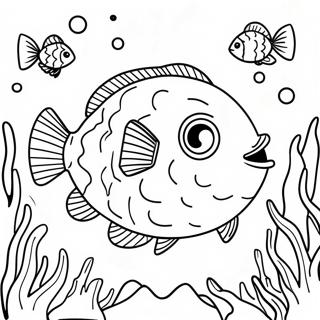 Pufferfisk I Korallrev Farvelaegningsside 124203-58438