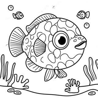 Pufferfisk I Korallrev Farvelaegningsside 124203-58440