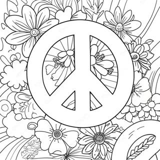 Fredstegn Med Blomster Farvelaegningsside 124539 58697