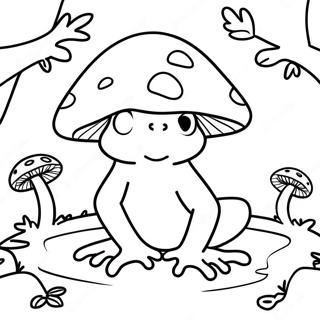 Farverig Svampe Fro I En Skovscene Farvelaegningsside 124846-58931