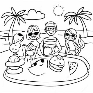 Farverig Preppy Sommer Pool Party Farvelaegningsside 124999 59049