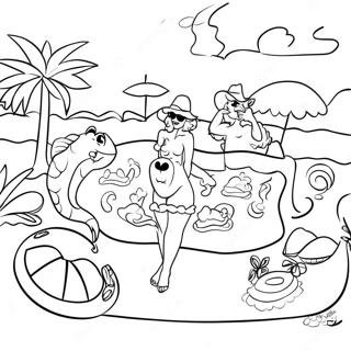 Farverig Preppy Sommer Pool Party Farvelaegningsside 124999 59051