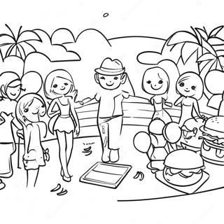 Farverig Preppy Sommer Pool Party Farvelaegningsside 124999 59052