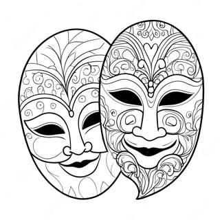 Dramatiske Teater Masker Farvelaegningsside 125438-59390