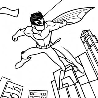 Nightwing Flyvende Gennem Nattens Himmel Farvelaegningsside 127967-61487
