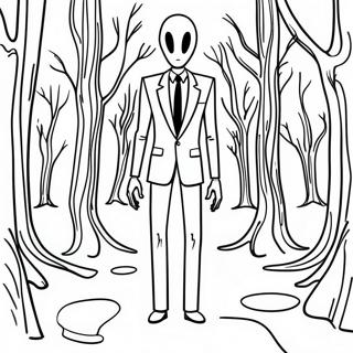 Slender Man Uhyggelig Skov Farvelaegningsside 128995-62274