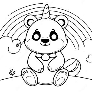 Majestaetisk Enhjorning Panda Med Regnbuebaggrund Farvelaegningsside 130792 63682