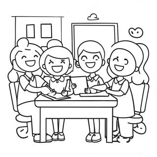 Glade Venner Arbejder Sammen Farvelaegningsside 132362-64900