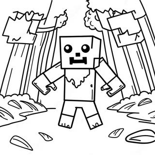 Minecraft Zombie I En Skov Farvelaegningsside 133263 65595