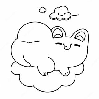 Sovnig Kawaii Kat Der Tager En Lur Pa En Sky Farvelaegningsside 133441-65735