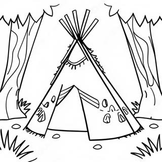 Farverig Teepee I Skoven Farvelaegningsside 133699-65925