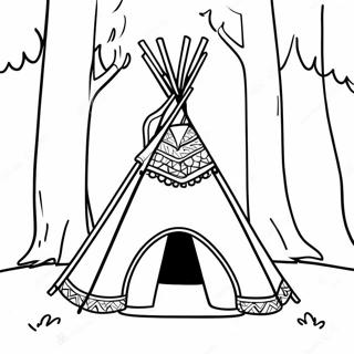 Farverig Teepee I Skoven Farvelaegningsside 133699-65926