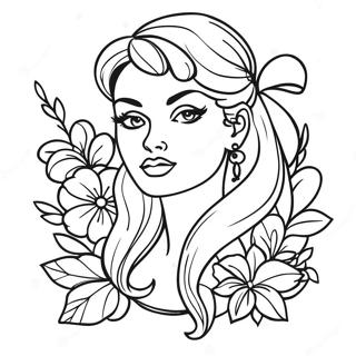 Tattoo Pin Up Pige Farvelaegningsside 135801-67563