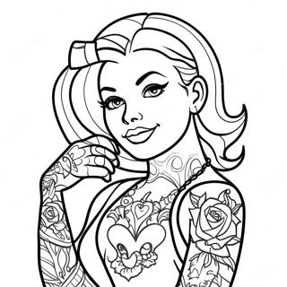 Tattoo Pin Up Pige Farvelaegningsside 135801-67564