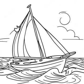 Farverig Sejlbad Pa Havet Farvelaegningsside 135828-67586