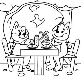 Bluey Familie Picnic Farvelaegningsside 1369-218