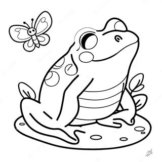 Farverig Fro Med Sommerfugl Farvelaegningsside 13783-3017