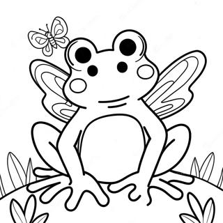 Farverig Fro Med Sommerfugl Farvelaegningsside 13783-3018