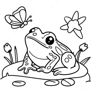 Farverig Fro Med Sommerfugl Farvelaegningsside 13783-3019