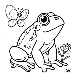 Farverig Fro Med Sommerfugl Farvelaegningsside 13783-3020