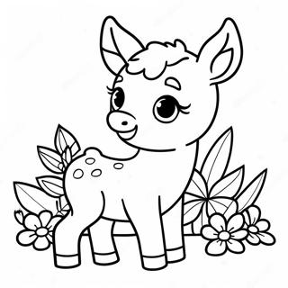 Legesyg Baby Hjort Med Blomster Farvelaegningsside 138696 69977