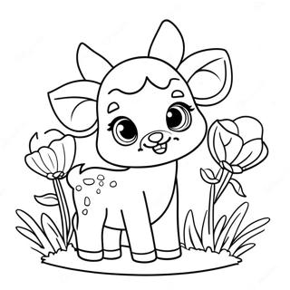 Legesyg Baby Hjort Med Blomster Farvelaegningsside 138696 69980