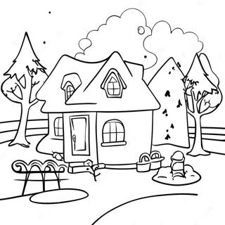 Hyggelig Vinter Scene Farvelaegningsside 139206-70375
