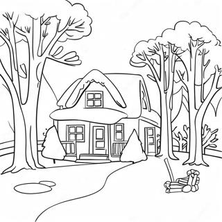 Hyggelig Vinter Scene Farvelaegningsside 139206-70376